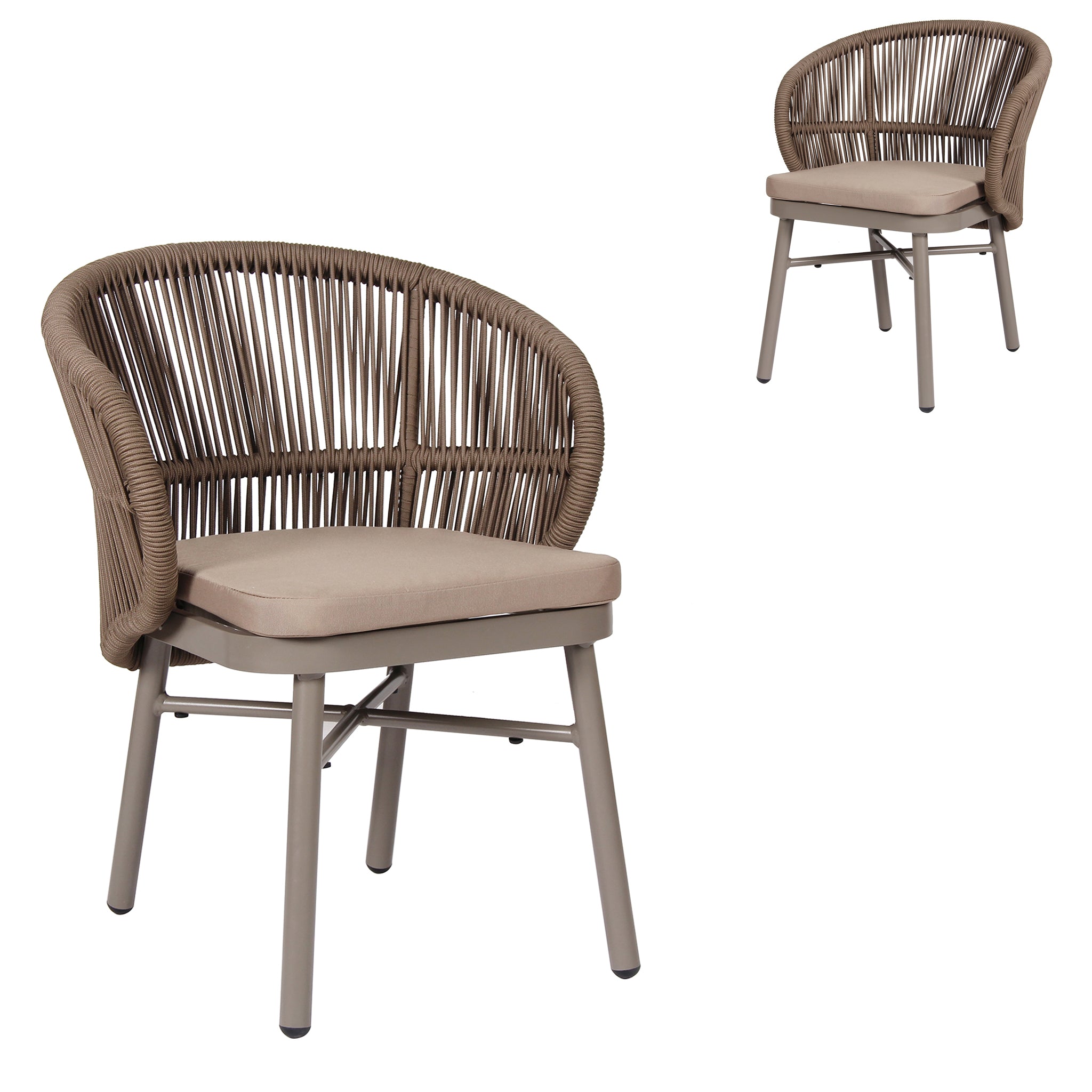 Set of 2 - Jamil Beige Outdoor Dining Chair - Brown Outdoor Chair Industra-Core