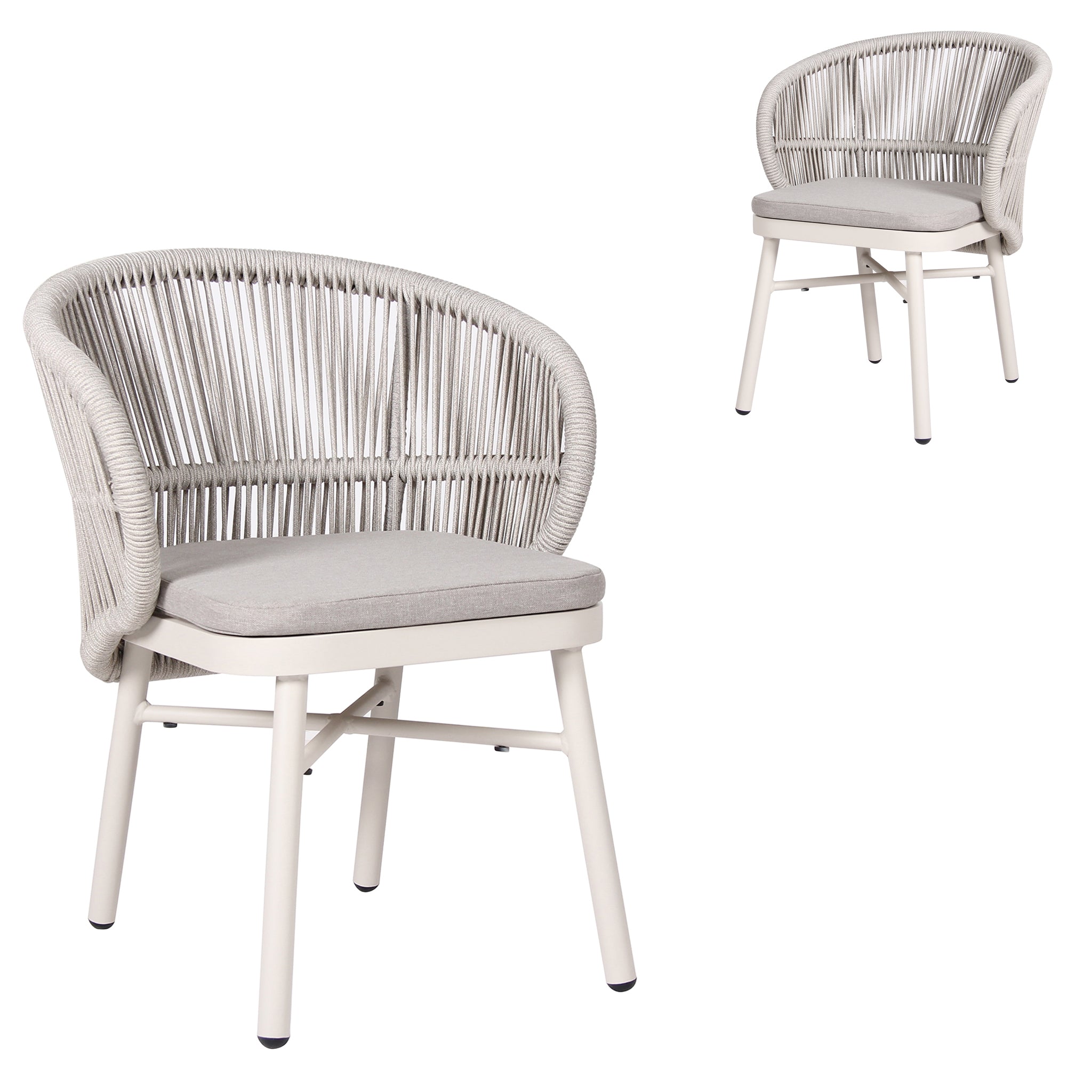 Set of 2 - Jamil Sand White Outdoor Dining Chair - Light Grey Outdoor Chair Industra-Core