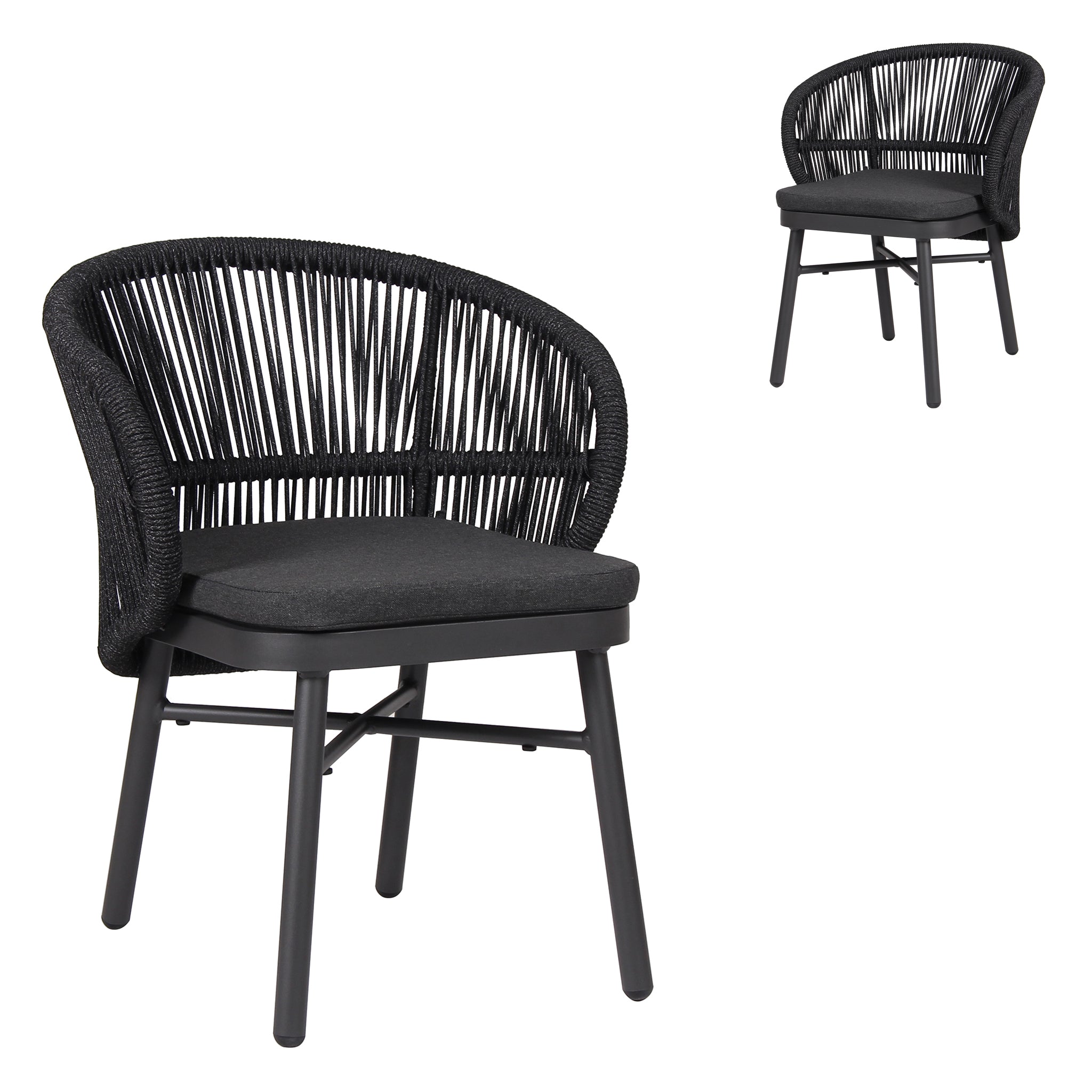 Set of 2 - Jamil Outdoor Dining Chair - Charcoal Outdoor Chair Industra-Core