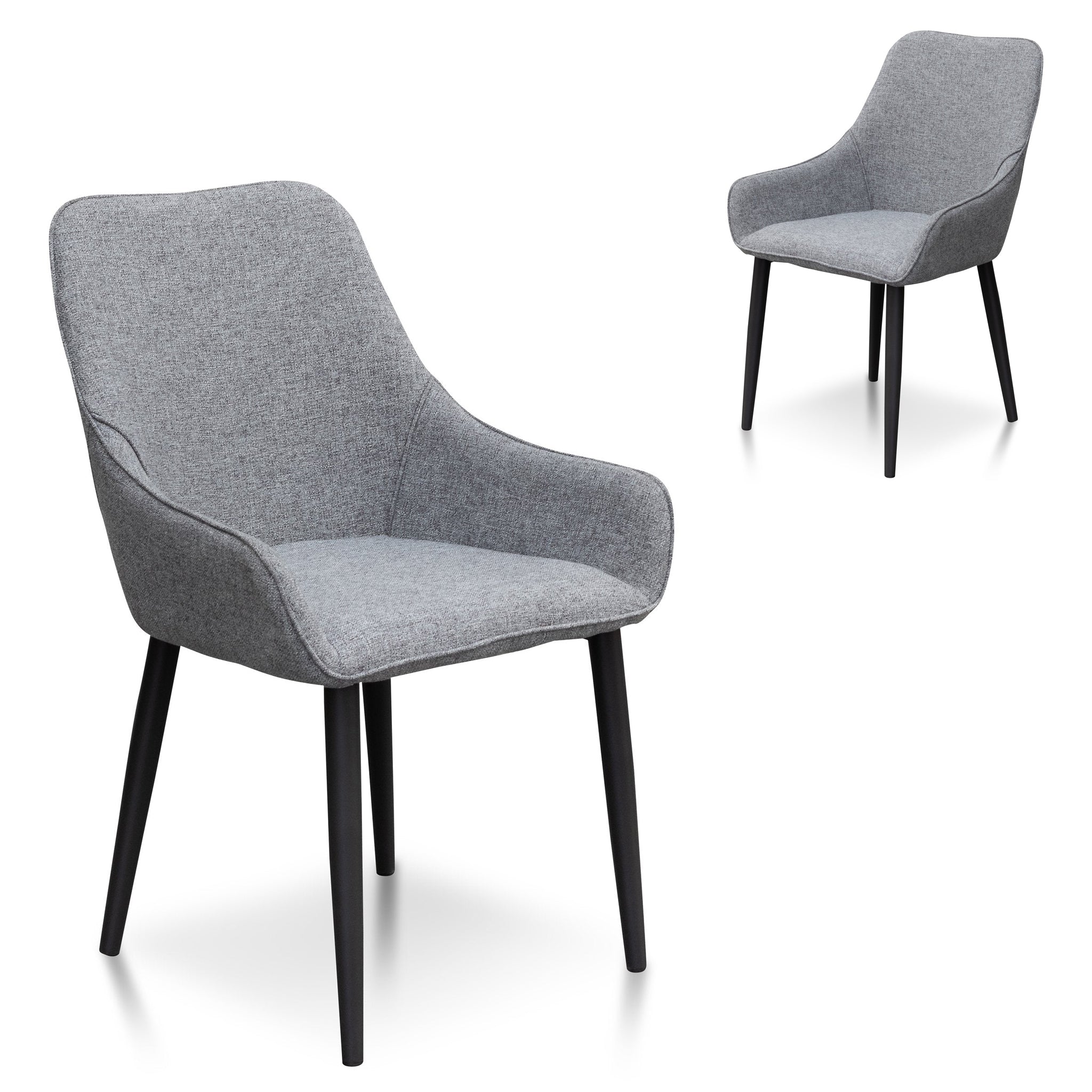 Set of 2 - Acosta Fabric Dining Chair - Pebble Grey in Black Legs Dining Chair St Chairs-Core   