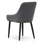 Set of 2 - Acosta Dining Chair - Grey Velvet in Black Legs Dining Chair St Chairs-Core   