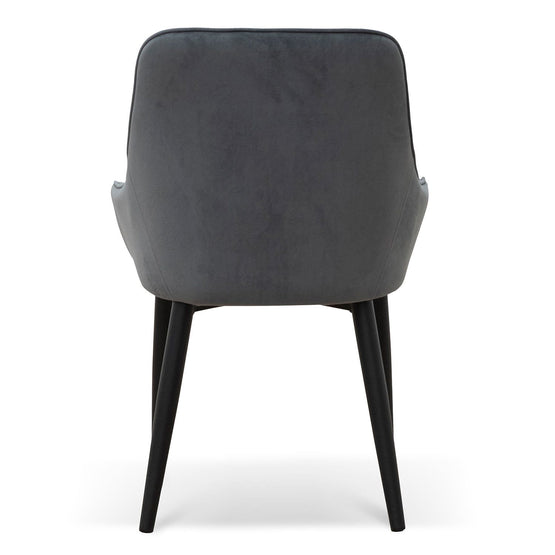 Set of 2 - Acosta Dining Chair - Grey Velvet in Black Legs Dining Chair St Chairs-Core   