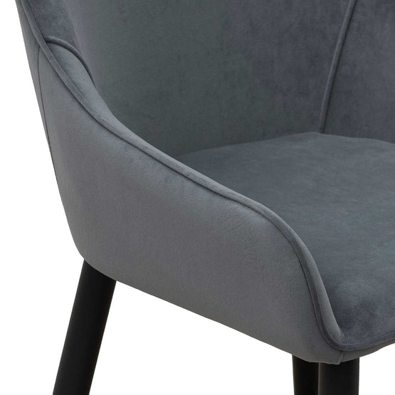 Set of 2 - Acosta Dining Chair - Grey Velvet in Black Legs Dining Chair St Chairs-Core   