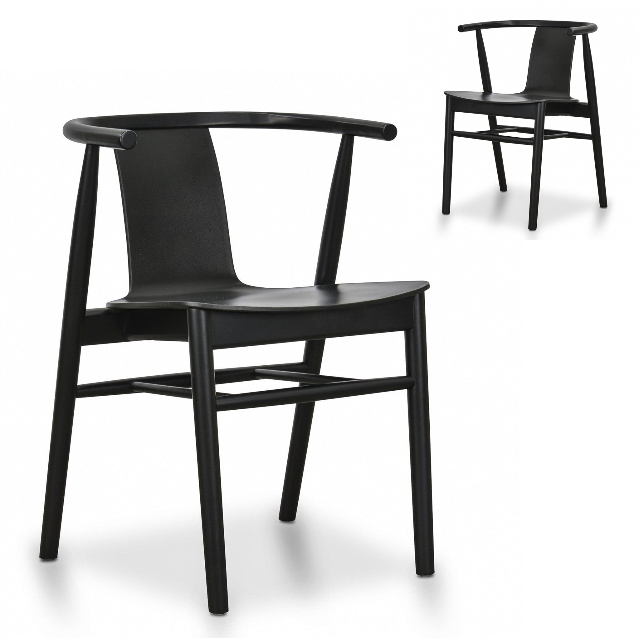 Set of 2 - Dean Wooden Dining Chair - Full Black Dining Chair Swady-Core   