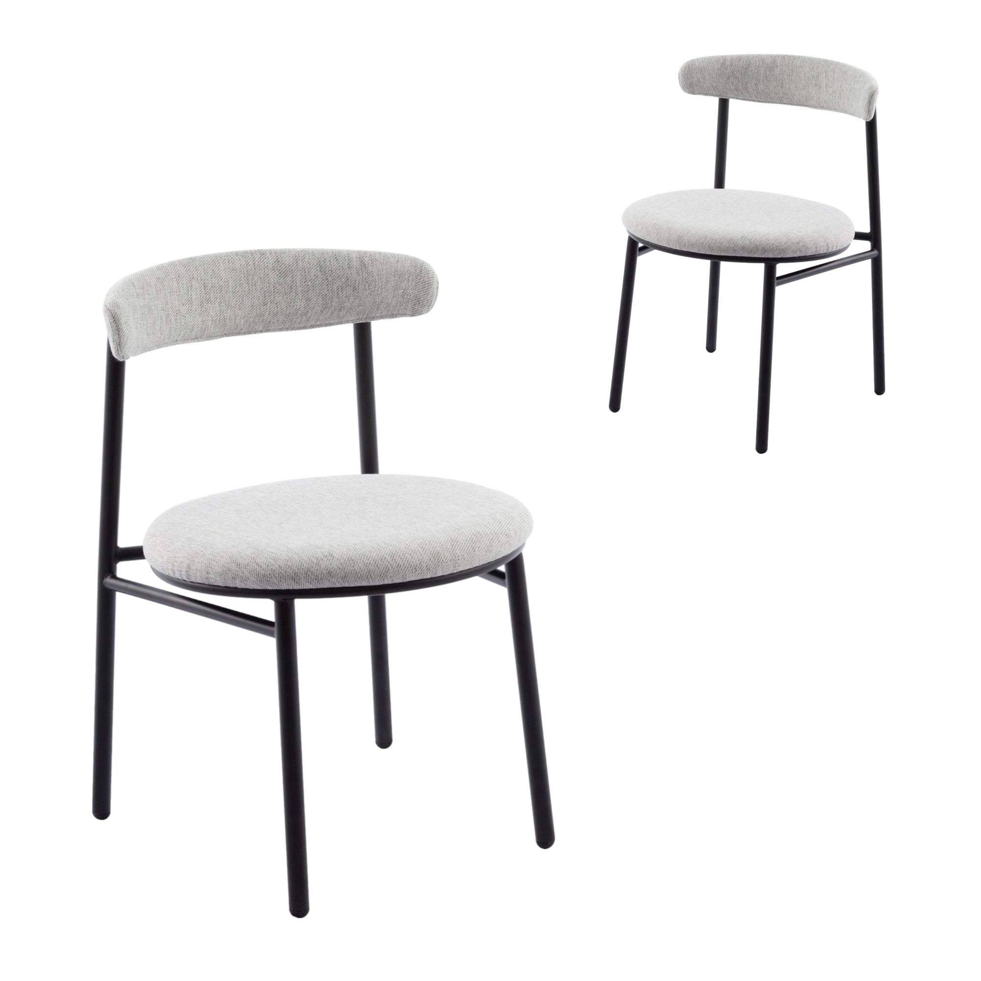 Ex Display - Set of 2 Oneal Fabric Dining Chair - Silver Grey with Black Legs Dining Chair Swady-Core   