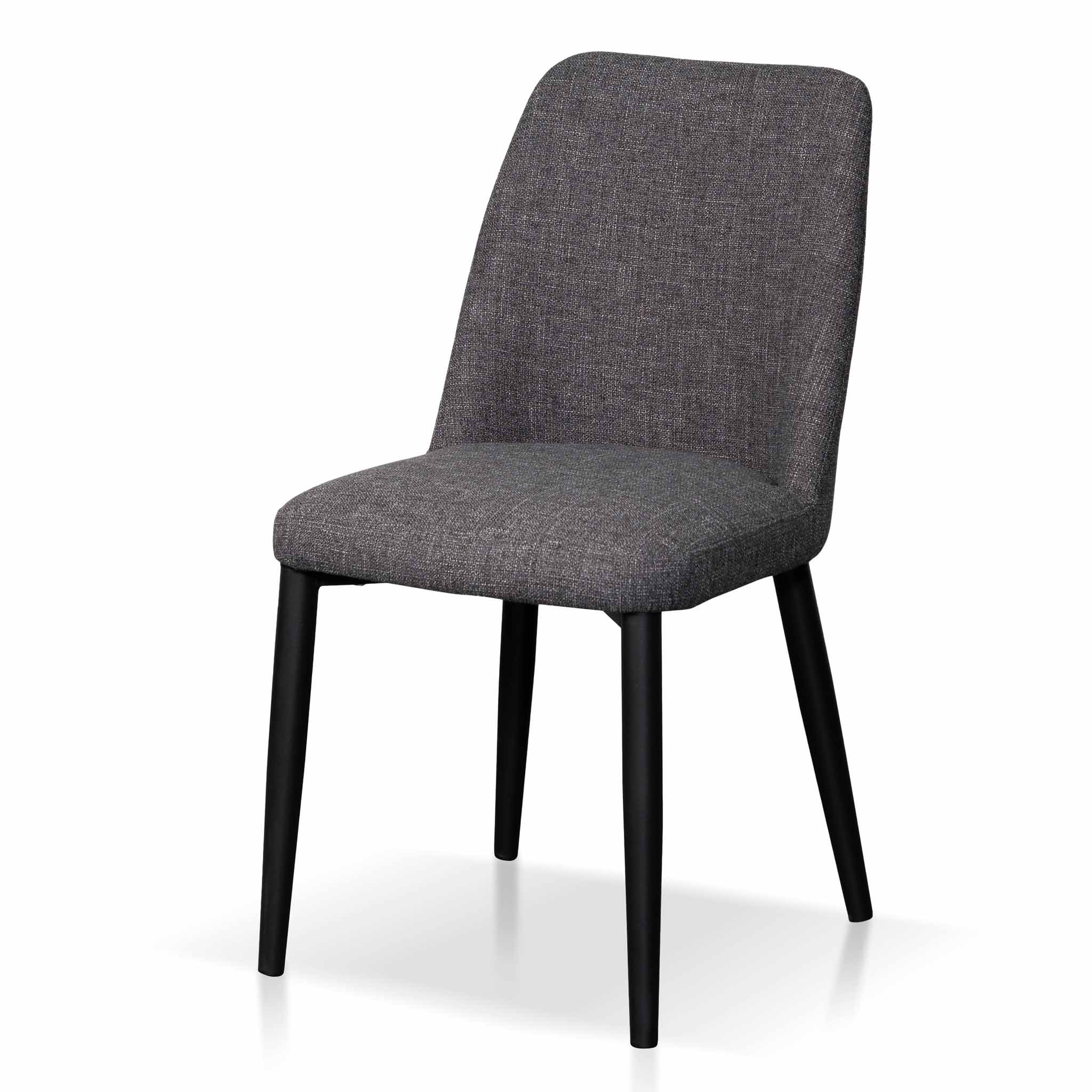 Set of 2 - Emmitt Fabric Dining Chair - Dark Grey in Black Legs Dining Chair St Chairs-Core   