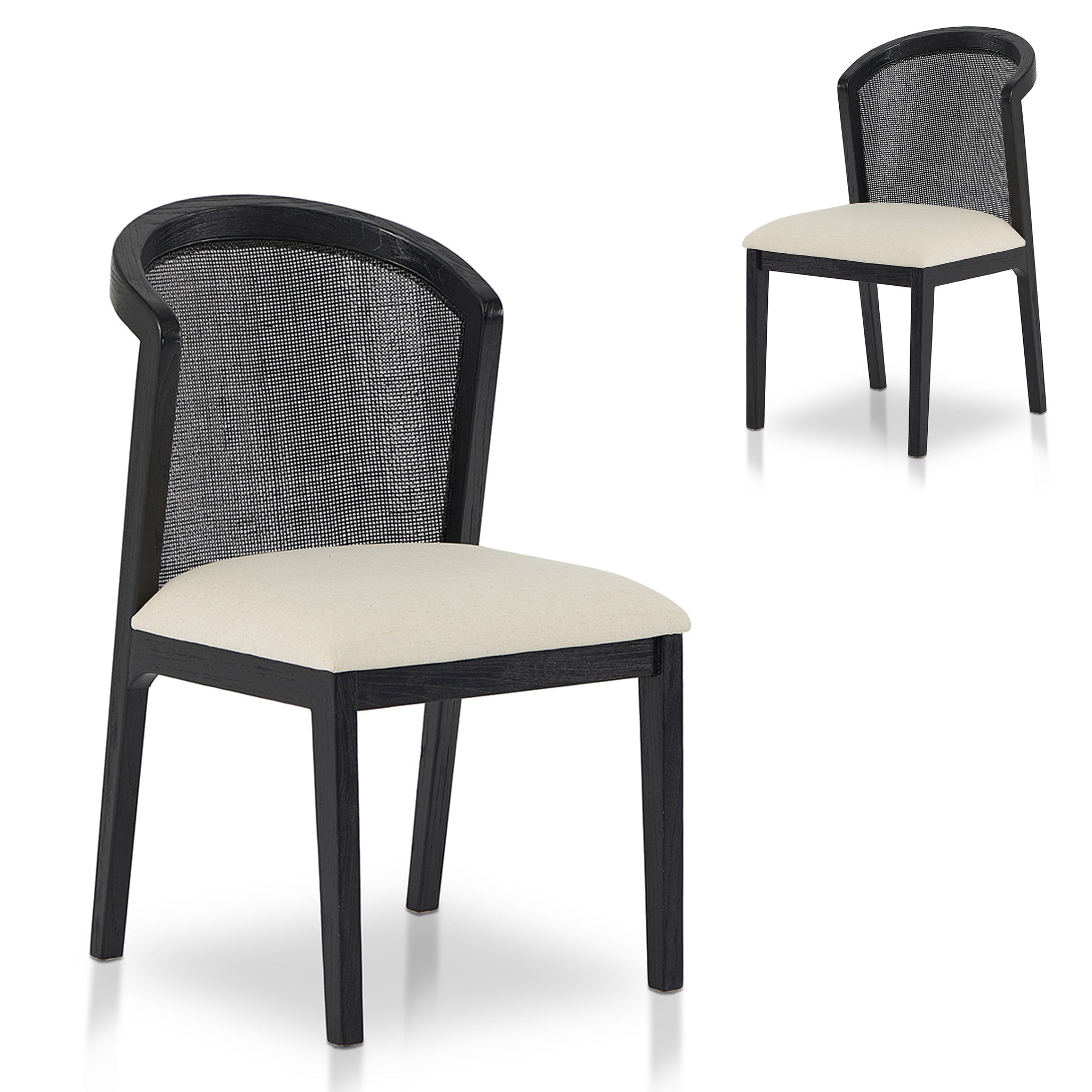 Set of 2 - Margie Black ELM Dining Chair - Light Beige Dining Chair LJ-Core   