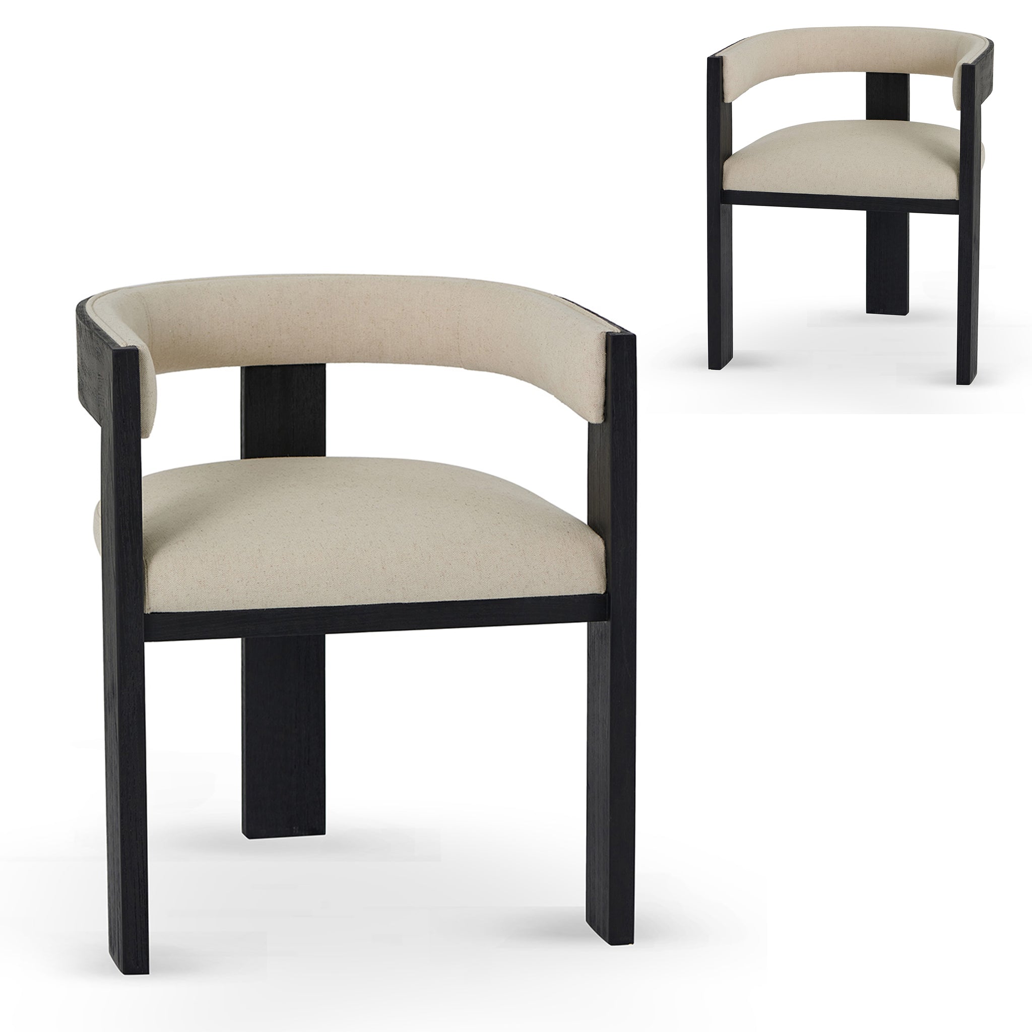 Set of 2 - Miles Black ELM Dining Chair - Light Beige Dining Chair LJ-Core   