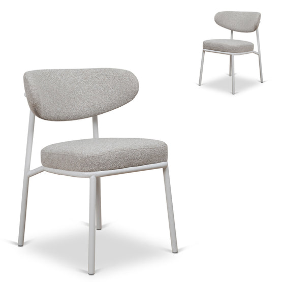 Set of 2 - Ambrosi White Dining Chair - Clay Grey Dining Chair Freehold-Core   