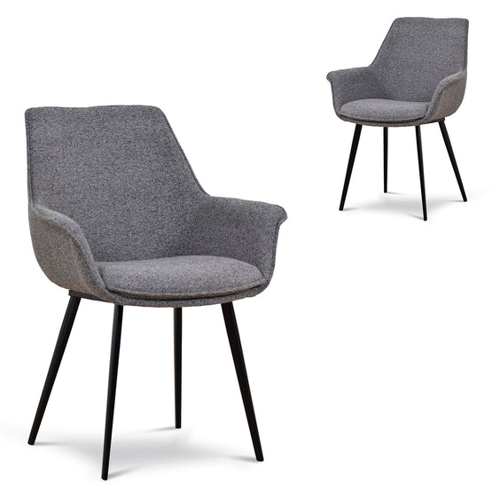 Set of 2 - Nola Fabric Dining Chair - Spec Charcoal Dining Chair Sendo-Core   