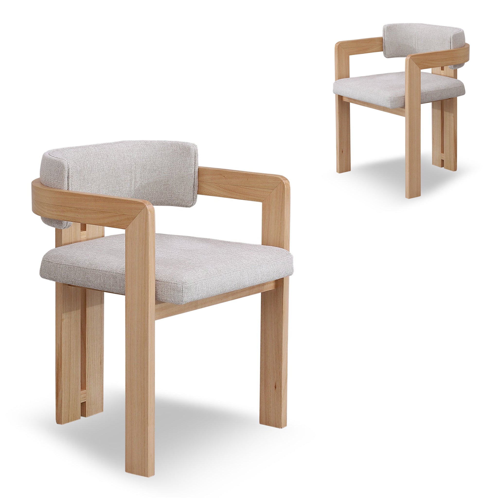 Set of 2 - Merari Natural NZ Ash Dining Chair - Stone Beige Dining Chair Marri-Core   