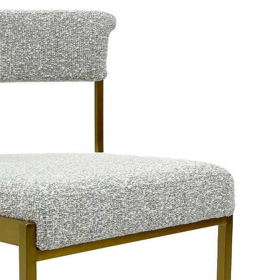 Adela Silver Grey Boucle Dining Chair - Golden Base Dining Chair Blue Steel Sofa- Core   