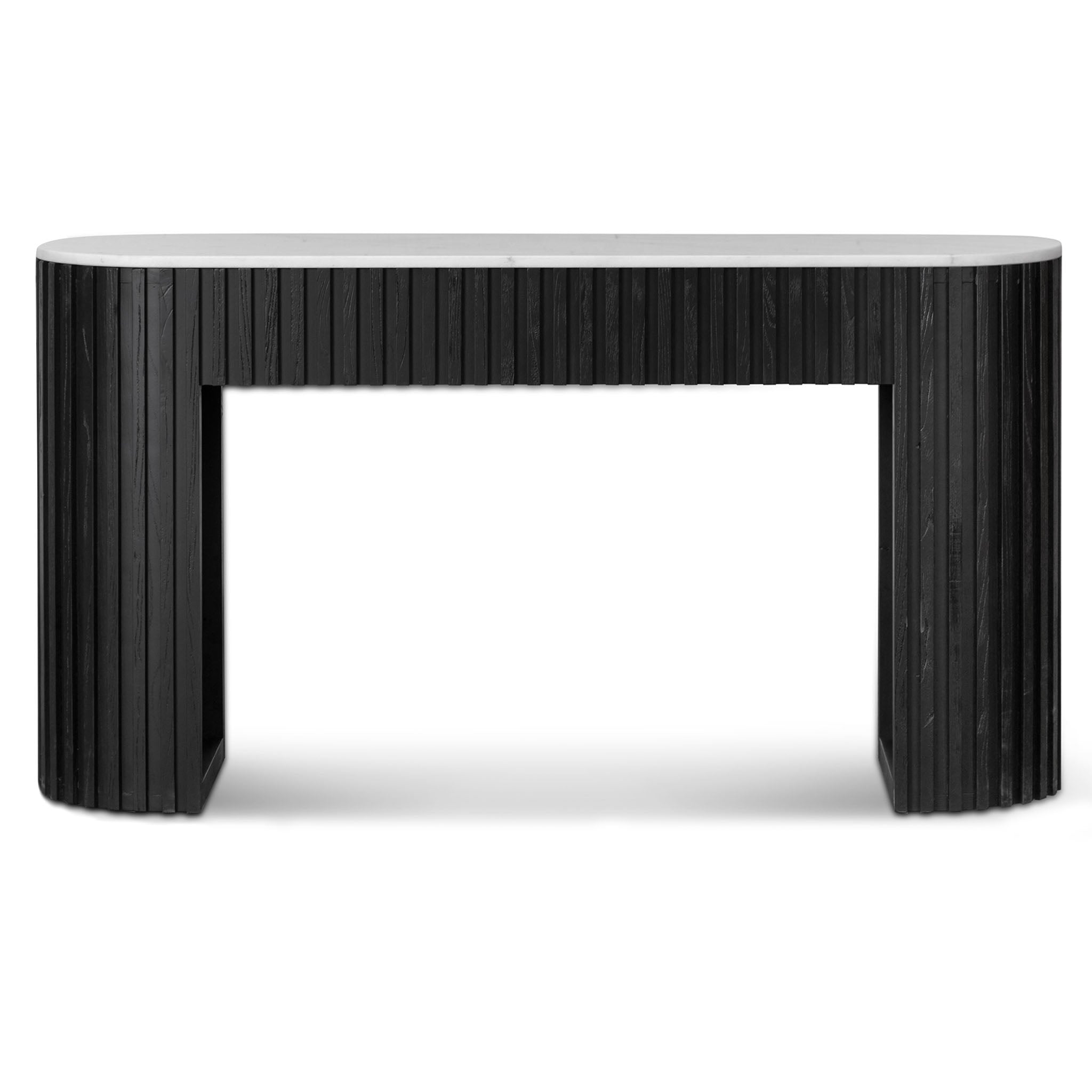 Mcmahon 1.5m White Marble Console Table - Black Console Table Nicki-Core   