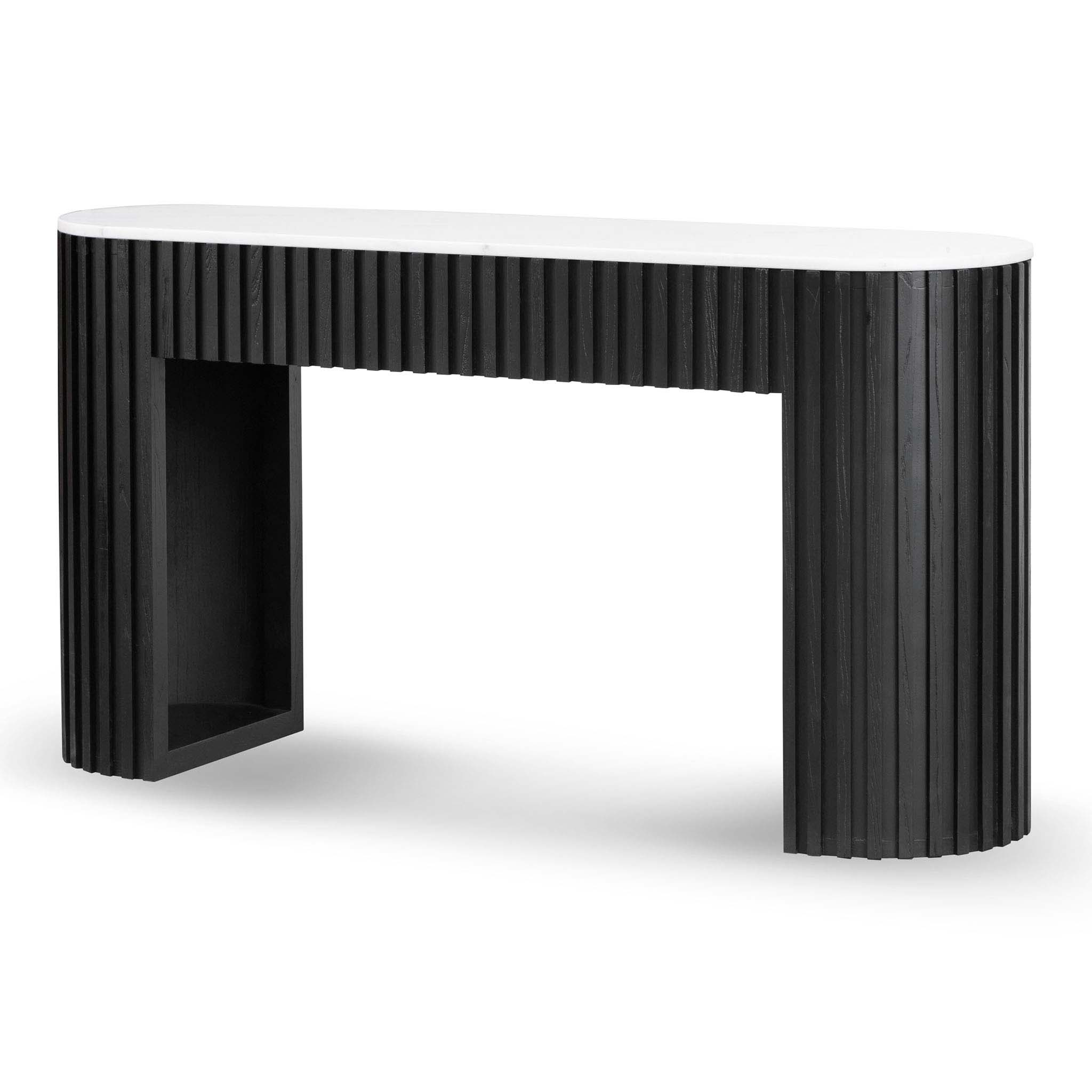 Mcmahon 1.5m White Marble Console Table - Black Console Table Nicki-Core   