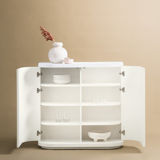 Ex Display - Elino 100cm Wooden Storage Cabinet - White Cabinet Dwood-Core   