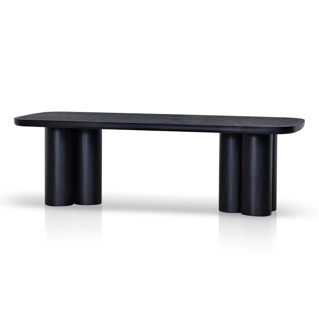 Hallie 2.4m Elm Dining Table - Full Black Dining Table Nicki-Core   