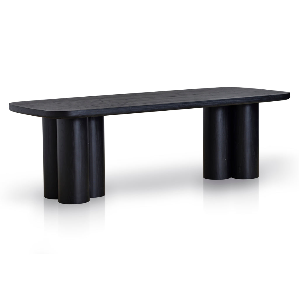 Hallie 2.4m Elm Dining Table - Full Black Dining Table Nicki-Core   