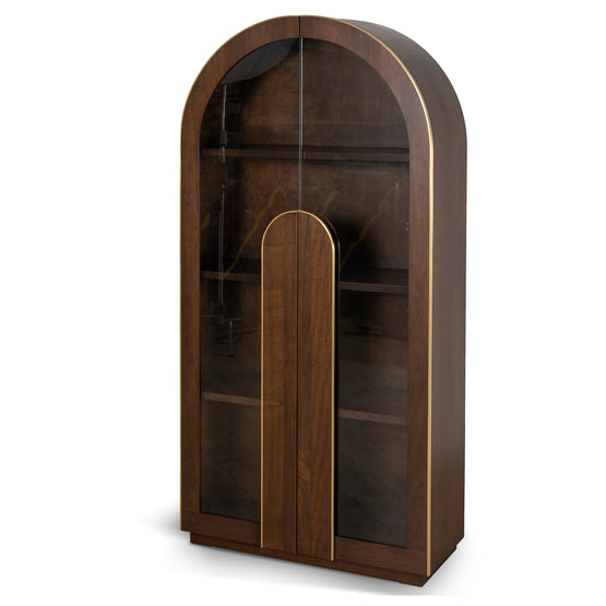 Boran 2m (H) Glass Cabinet - Walnut Storage Cabinet Valerie-Core