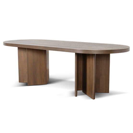 Roshan 2.4m Pill Shape Dining Table - Caramel Oak Dining Table Valerie-Core   