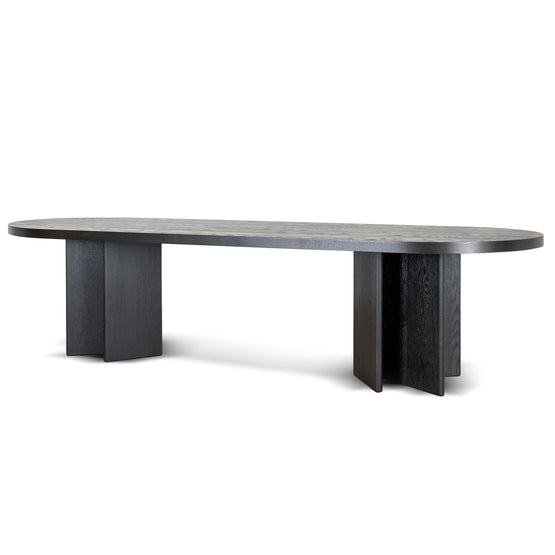 Roshan 3m Pill Shape Dining Table - Textured Espresso Black Dining Table Valerie-Core   