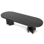 Roshan 3m Pill Shape Dining Table - Textured Espresso Black Dining Table Valerie-Core   