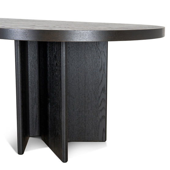 Roshan 3m Pill Shape Dining Table - Textured Espresso Black Dining Table Valerie-Core   