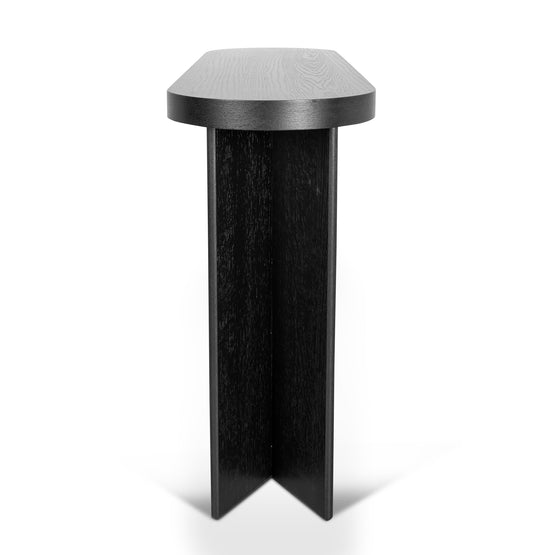 Roshan 1.3m Pill Shape Console Table - Textured Espresso Black Console Table Valerie-Core   