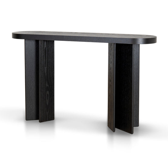 Roshan 1.3m Pill Shape Console Table - Textured Espresso Black Console Table Valerie-Core   