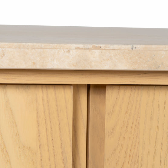 Linden 2.1m Travertine Top Sideboard Unit - Creme Ash Buffet & Sideboard Kodak-Core   