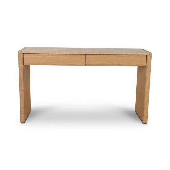 Ex Display - Linden 1.4m Travertine Top Console Table - Creame Ash Console Table Kodak-Core   