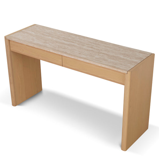 Ex Display - Linden 1.4m Travertine Top Console Table - Creame Ash Console Table Kodak-Core   