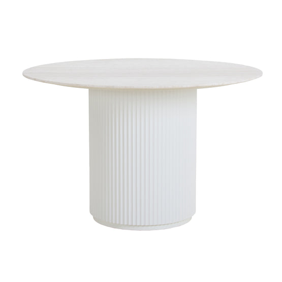 Elino 1.2m Round Travertine Dining Table - White Dining Table Dwood-Core   