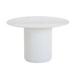 Elino 1.2m Round Travertine Dining Table - White Dining Table Dwood-Core   