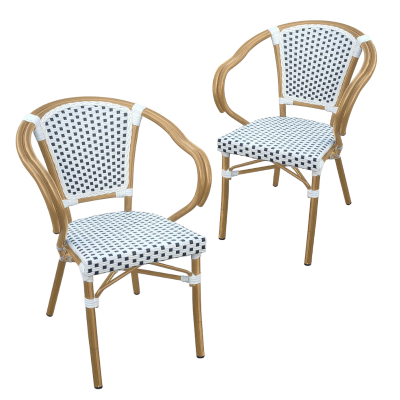 Set of 2 - Dalmatian Indoor / Outdoor Armchair - Black & White Dining Armchair Furnlink-Local   