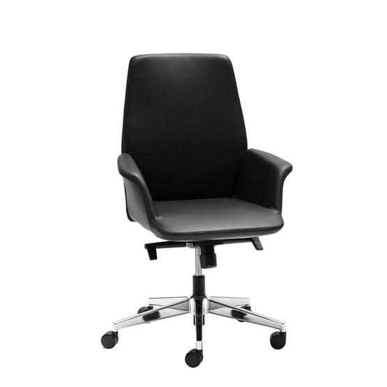 Daroc Medium Back Leather Office Chair - Black Office Chair Rline-Local   