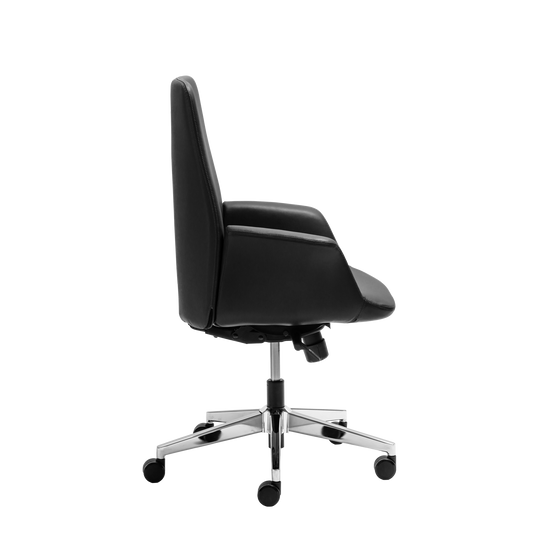 Daroc Medium Back Leather Office Chair - Black Office Chair Rline-Local   