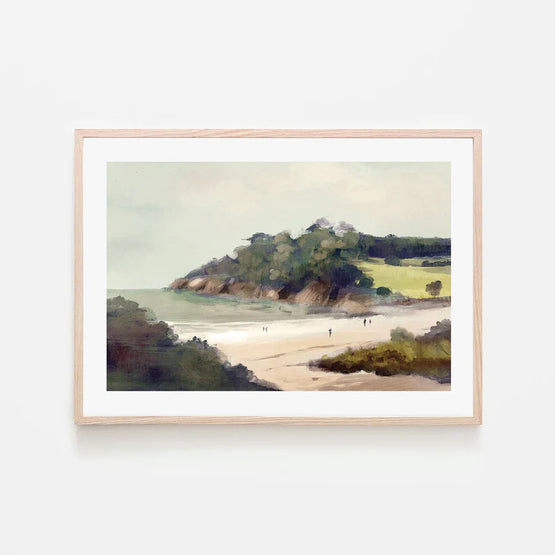 Devon Beach 80cm x 120cm Framed Poster - Natural Frame Wall Art Gioia-Local   