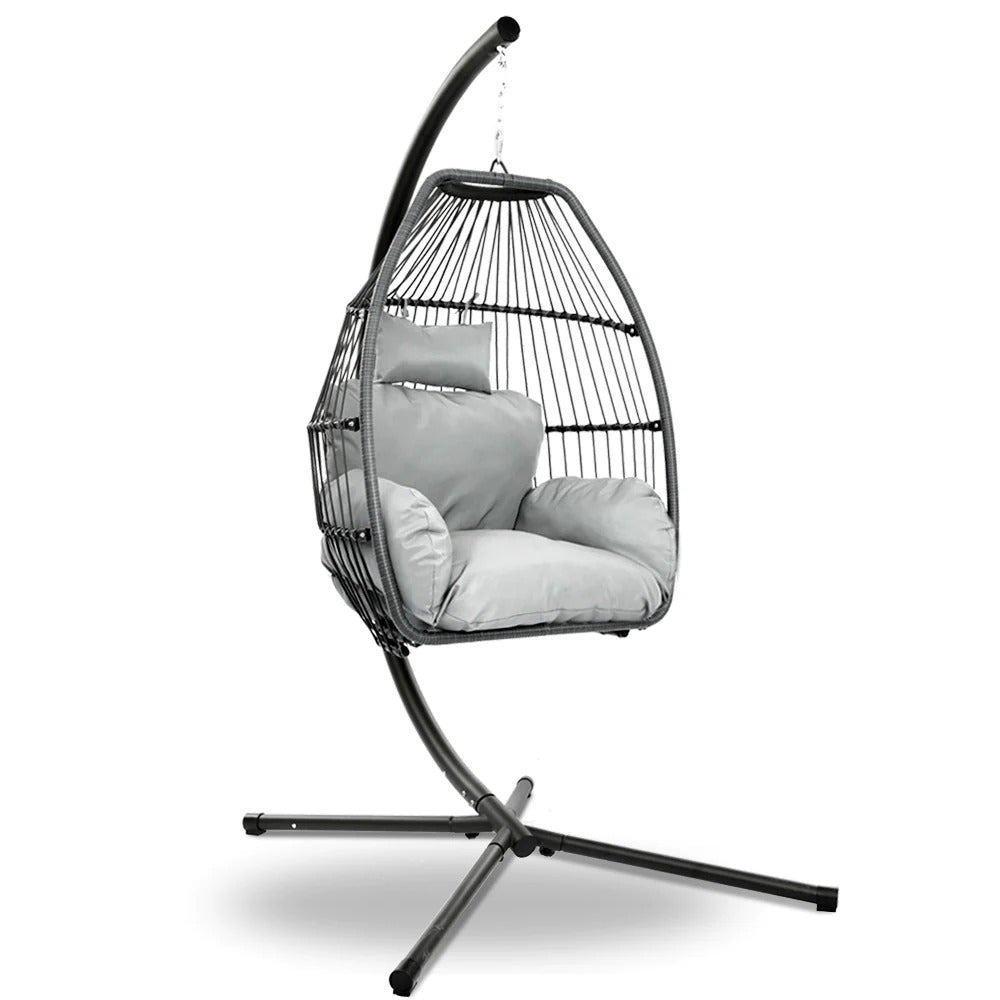 Ubud Outdoor Wicker Egg Pod Chair - Grey Egg chair Aim WS-Local   