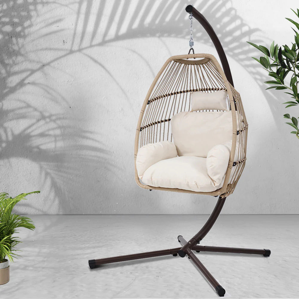 Ubud Outdoor Wicker Egg Pod Chair - Latte Egg chair Aim WS-Local   