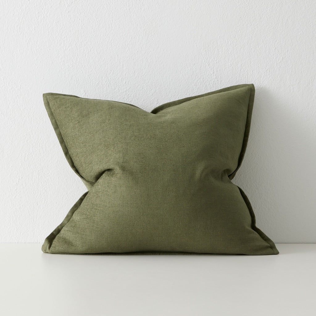 Fiore Linen Blend Chenille Cushion Cushion Weave-Local Fiore Olive 50cm x 50cm Polyester