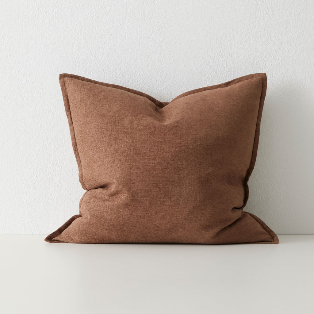 Fiore Linen Blend Chenille Cushion Cushion Weave-Local Fiore Toffee 50cm x 50cm Polyester