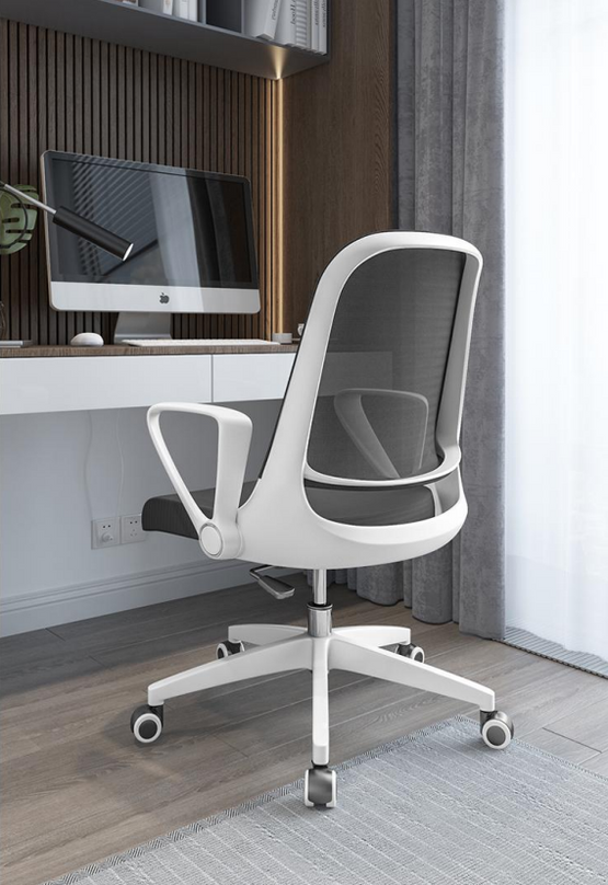 Heston Black Office Chair - White Arm and Base Office Chair LF-Core   