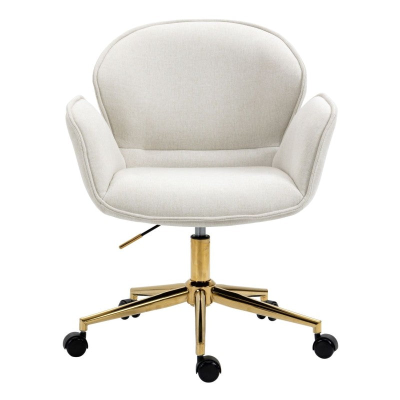 Kami Fabric Office Chair with Gold Legs - Light Beige Office Chair Charm-Local   