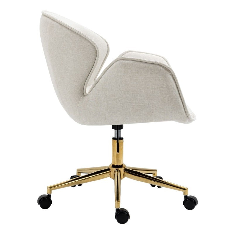 Kami Fabric Office Chair with Gold Legs - Light Beige Office Chair Charm-Local   