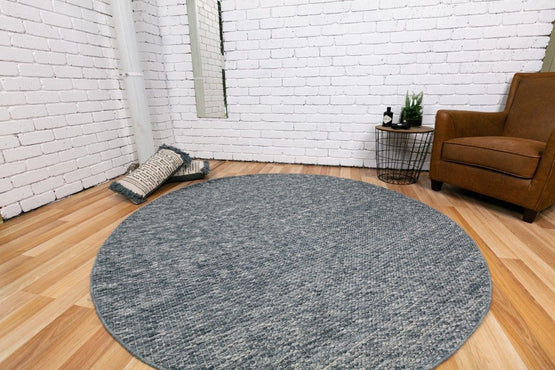 Kody 2m Round Wool Rug - Anthracite Grey Rug Mos-Local   