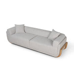 Block 3 Seater Sofa - Beige Linen Sofa OL Sofa-Core   