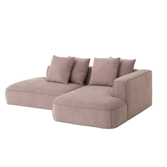 Klara 2 Seater Right Chaise Fabric Sofa - Latte Chaise Lounge Iggy-Core   