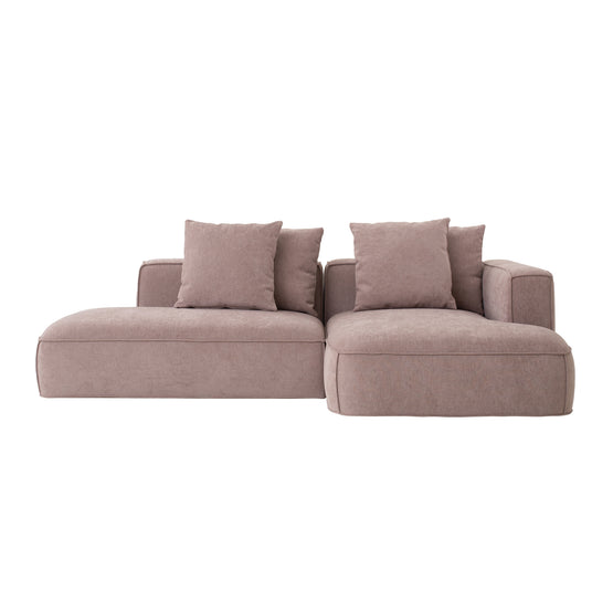 Klara 2 Seater Right Chaise Fabric Sofa - Latte Chaise Lounge Iggy-Core   