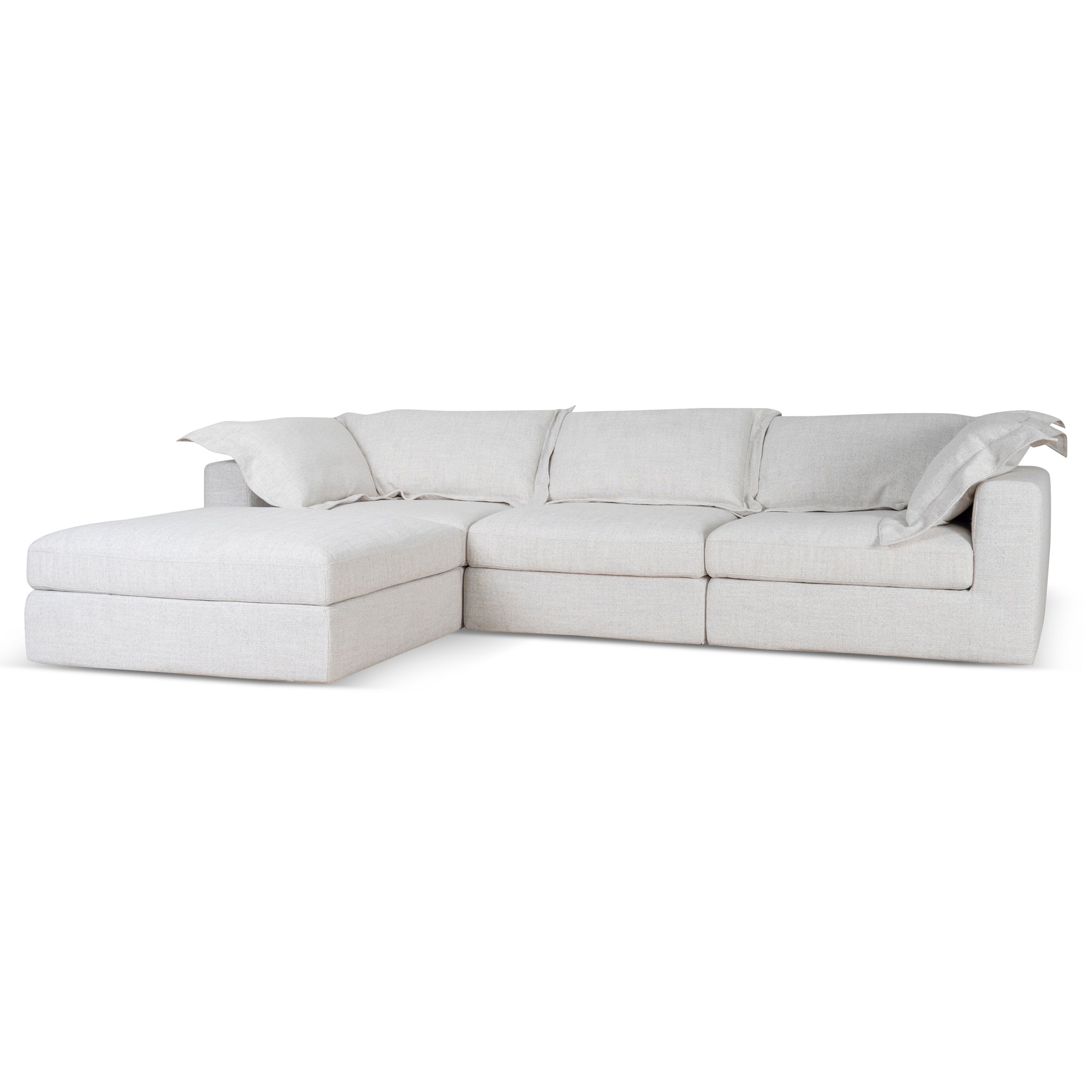 Daniyal 3 Seater Chaise Sofa - Pebble Beige Chaise Lounge K Sofa-Core