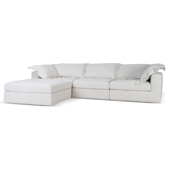 Daniyal 3 Seater Chaise Sofa - Silver Grey Chaise Lounge K Sofa-Core   